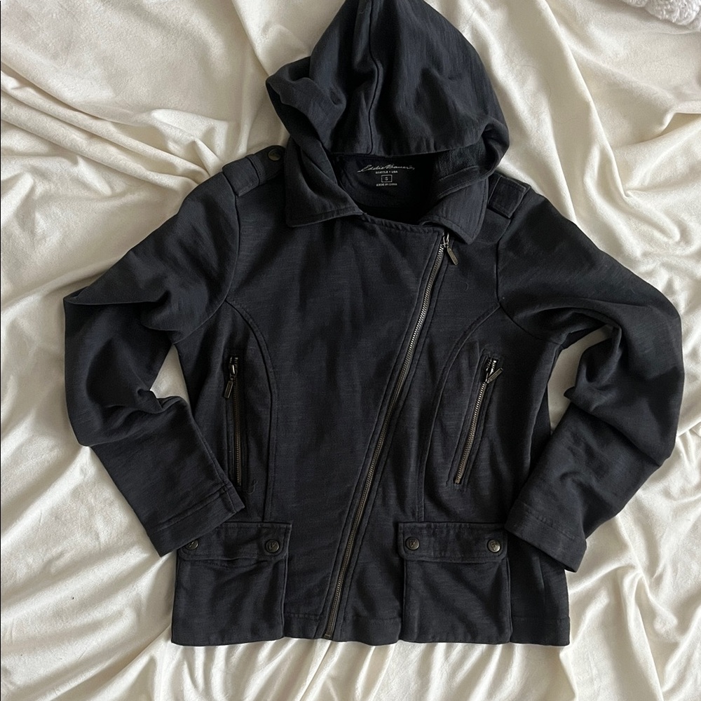 Military style Gray Hooded Jacket with Zipper size Small